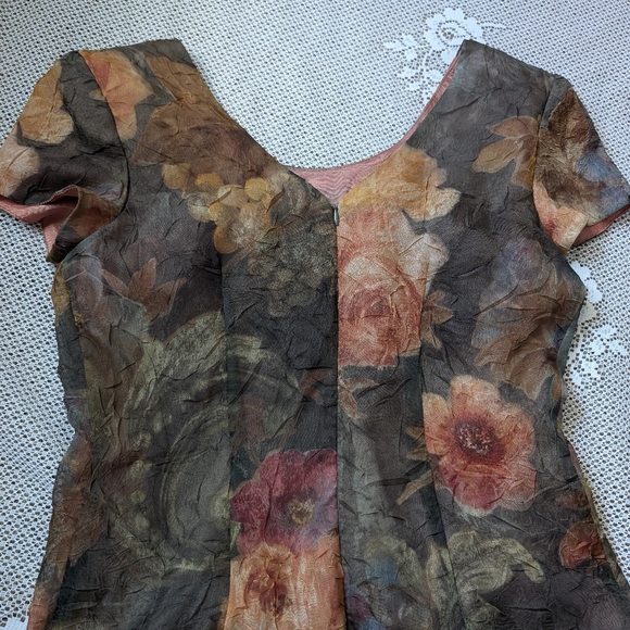 Vintage Autumn Floral Midi Dress - Picture 4 of 5